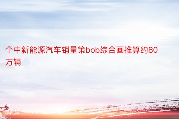 个中新能源汽车销量策bob综合画推算约80万辆