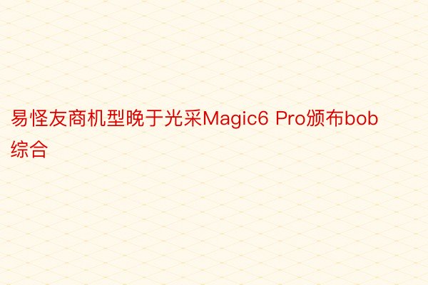 易怪友商机型晚于光采Magic6 Pro颁布bob综合