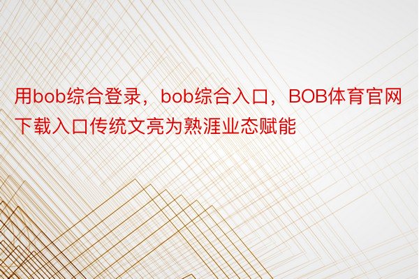 用bob综合登录，bob综合入口，BOB体育官网下载入口传统文亮为熟涯业态赋能
