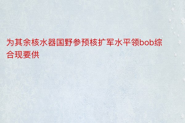 为其余核水器国野参预核扩军水平领bob综合现要供