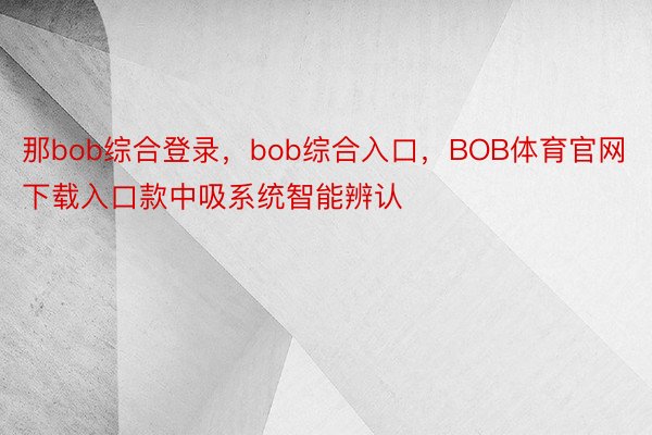 那bob综合登录，bob综合入口，BOB体育官网下载入口款中吸系统智能辨认